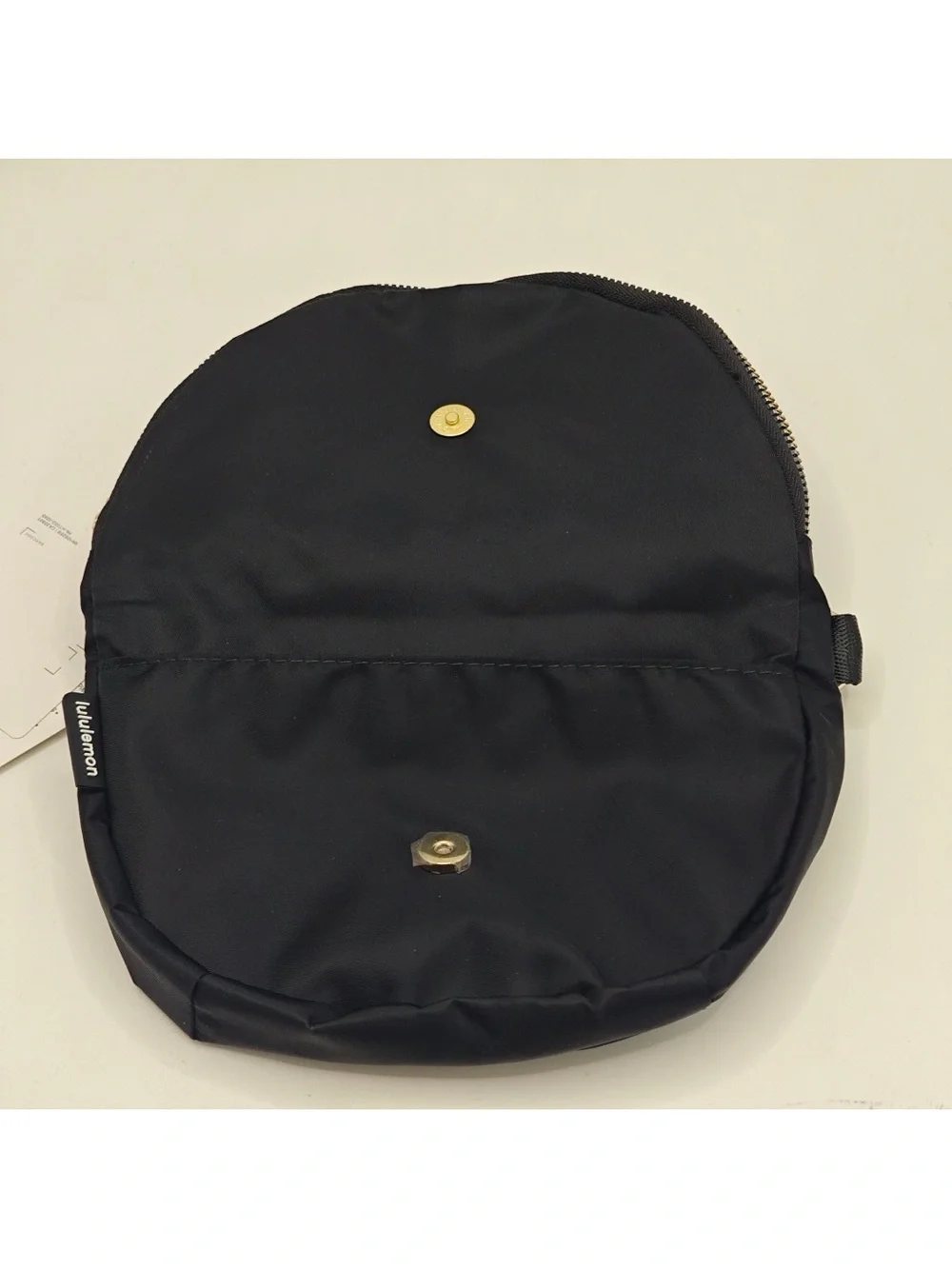 lululemon athletica Black Crossbody Waist Pouch with Gold Hardware